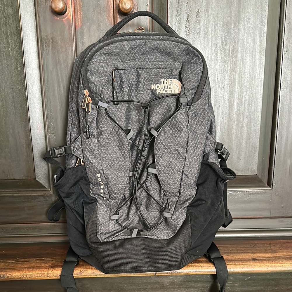 The North Face Borealis Backpack Black with Rosegold Details